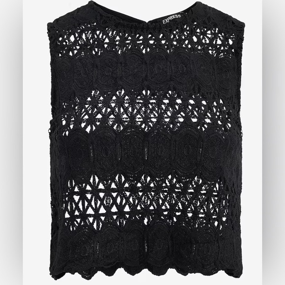 Express Black Lace Open Stitch Cropped Tank NWT - Picture 1 of 5